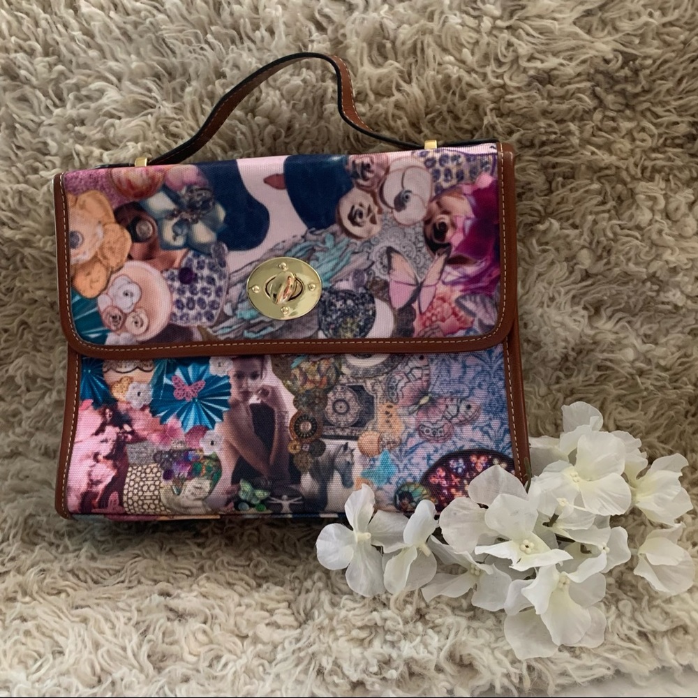 Canvas w/ PU Leather Handle Bag/Purse “NWOT”